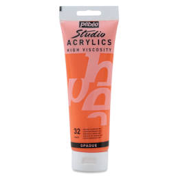 Pebeo High Viscosity Acrylics - Cadmium Orange Hue, 250 ml Tube