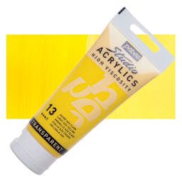 Pebeo High Viscosity Acrylic - Light Azo Yellow, 100 ml, Swatch with Tube