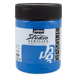 Pebeo High Viscosity Acrylics - Opaque Primary Cyan, 500 ml, Jar (Front)