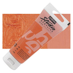 Pebeo High Viscosity Acrylic - Iridescent Orange/Yellow, 100 ml, Tube and swatch