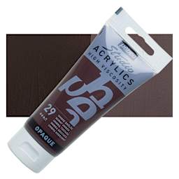 Pebeo High Viscosity Acrylic - Burnt Umber, 100 ml tube and swatch
