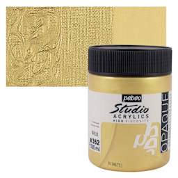 Pebeo High Viscosity Acrylic - Gold, 500 ml, Jar and swatch
