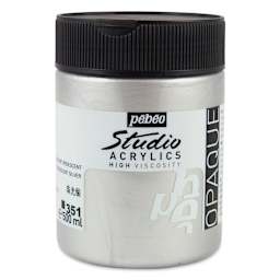 Pebeo High Viscosity Acrylics - Silver, 500 ml, Jar (Front)