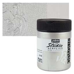 Pebeo High Viscosity Acrylic - Silver, 500 ml, Jar and swatch