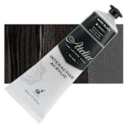 Chroma Atelier Interactive Artists' Acrylic - Mars Black, 80 ml tube and swatch