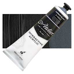 Chroma Atelier Interactive Artists' Acrylic - Carbon Black, 80 ml tube and swatch