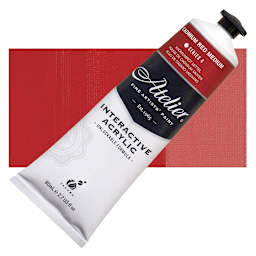 Chroma Atelier Interactive Artists' Acrylic - Cadmium Red Medium, 80 ml tube and swatch