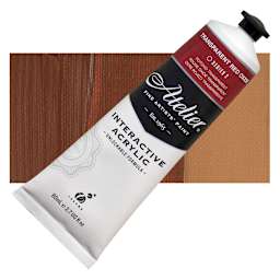 Chroma Atelier Interactive Artists' Acrylic - Transparent Red Oxide, 80 ml tube and swatch