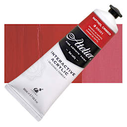 Chroma Atelier Interactive Artists' Acrylic - Napthol Crimson, 80 ml tube and swatch