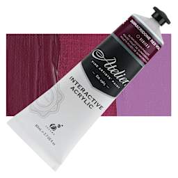 Chroma Atelier Interactive Artists' Acrylic - Quinacridone Red Violet, 80 ml tube and swatch