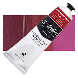 Chroma Atelier Interactive Artists' Acrylic - Quinacridone Magenta, 80 ml tube and swatch