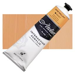 Chroma Atelier Interactive Artists' Acrylic - Jaune Brilliant, 80 ml tube and swatch