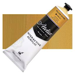 Chroma Atelier Interactive Artists' Acrylic - Yellow Ochre, 80 ml tube and swatch