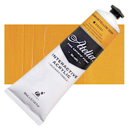 Chroma Atelier Interactive Artists' Acrylic - Cadmium Yellow Deep, 80 ml tube and swatch