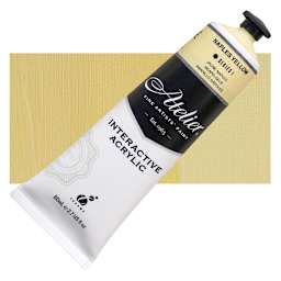 Chroma Atelier Interactive Artists' Acrylic - Naples Yellow, 80 ml tube and swatch
