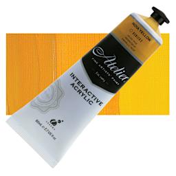 Chroma Atelier Interactive Artists' Acrylic - India Yellow, 80 ml tube and swatch