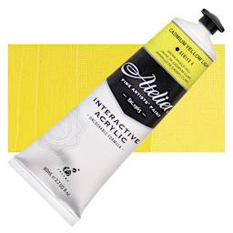 Chroma Atelier Interactive Artists' Acrylic - Cadmium Yellow Light, 80 ml tube and swatch