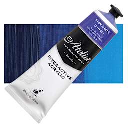 Chroma Atelier Interactive Artists' Acrylic - Pthalo Blue, 80 ml tube and swatch