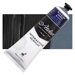 Chroma Atelier Interactive Artists' Acrylic - Blue Black (Indigo), 80 ml tube and swatch