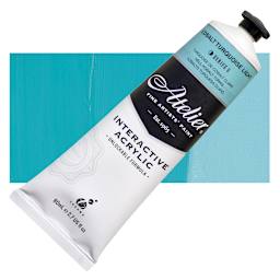 Chroma Atelier Interactive Artists' Acrylic - Cobalt Turquoise Light, 80 ml tube and swatch