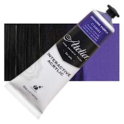 Chroma Atelier Interactive Artists' Acrylic - Dioxazine Purple, 80 ml tube and swatch