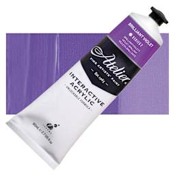 Chroma Atelier Interactive Artists' Acrylic - Brilliant Violet, 80 ml tube and swatch
