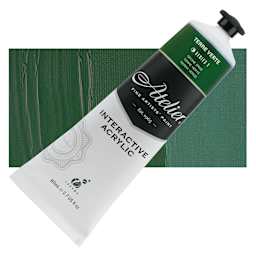 Chroma Atelier Interactive Artists' Acrylic - Terre Verte, 80 ml tube and swatch