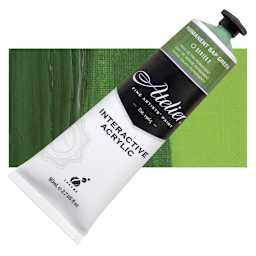 Chroma Atelier Interactive Artists' Acrylic - Permanent Sap Green, 80 ml tube and swatch