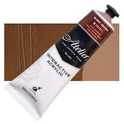 Chroma Atelier Interactive Artists' Acrylic - Burnt Sienna, 80 ml tube and swatch