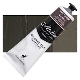 Chroma Atelier Interactive Artists' Acrylic - Burnt Umber, 80 ml tube and swatch