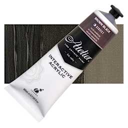 Chroma Atelier Interactive Artists' Acrylic - Brown Black, 80 ml tube and swatch