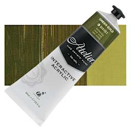 Chroma Atelier Interactive Artists' Acrylic - Green Gold, 80 ml tube and swatch