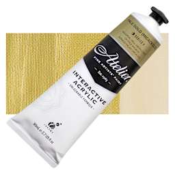 Chroma Atelier Interactive Artists' Acrylic - Pale Gold, 80 ml tube and swatch