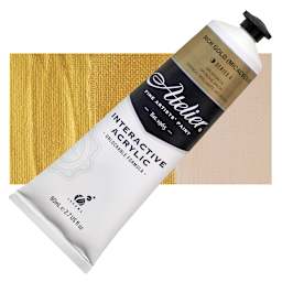 Chroma Atelier Interactive Artists' Acrylic - Rich Gold, 80 ml tube and swatch