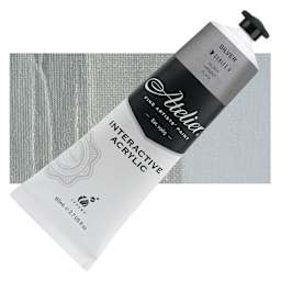 Chroma Atelier Interactive Artists' Acrylic - Silver, 80 ml tube and swatch