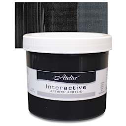 Chroma Atelier Interactive Artists' Acrylic - Carbon Black, Liter jar and swatch