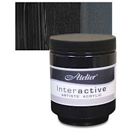 Chroma Atelier Interactive Artists' Acrylic - Carbon Black, 250 ml jar and swatch