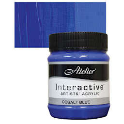 Chroma Atelier Interactive Artists' Acrylic - Cobalt Blue, 250 ml jar and swatch