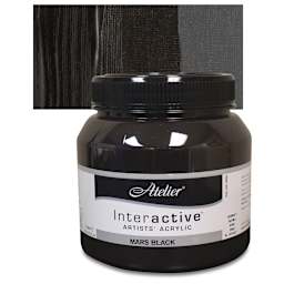 Chroma Atelier Interactive Artists' Acrylic - Mars Black, Liter jar and swatch