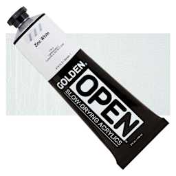 Golden Open Acrylic - Zinc White, 5 oz Tube and swatch