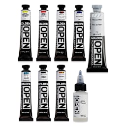 Golden Open Acrylics - Landscape Colors, Set of 7 with Thinner, 22 ml set contents