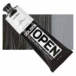 Golden Open Acrylic - Bone Black, 5 oz Tube and swatch