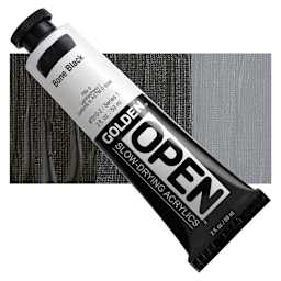 Golden Open Acrylic - Bone Black, 2 oz Tube and swatch