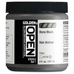 Golden Open Acrylics - Bone Black, 8 oz Jar