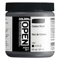 Golden Open Acrylics - Carbon Black, 8 oz Jar