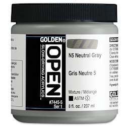 Golden Open Acrylics - Neutral Gray N5, 8 oz Jar