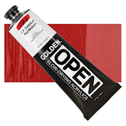 Golden Open Acrylic - Cadmium Red Medium, 5 oz Tube and swatch