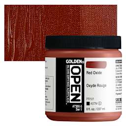 Golden Open Acrylic - Red Oxide, 8 oz Jar and swatch