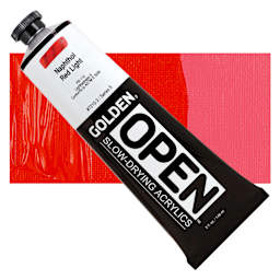 Golden Open Acrylic - Naphthol Red Light, 5 oz Tube and swatch