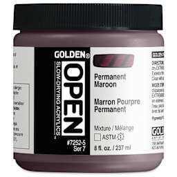 Golden Open Acrylics - Permanent Maroon, 8 oz Jar